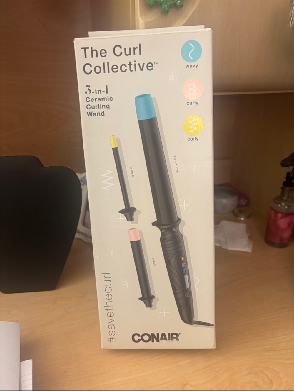 Conair The Curl Collective 3-in-1 Ceramic Curling Wand - Black with Blue Accent
